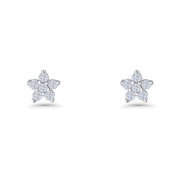 Star Flower Stud Earrings 3.5mm Cluster Cubic Zirconia 925 Sterling Silver Wholesale